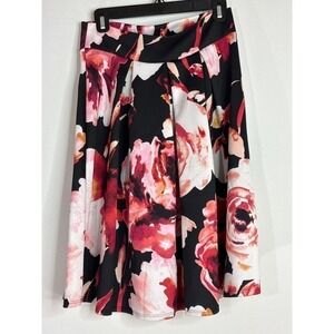 Mind Code Women's‎  Floral Pleated Skirt Large